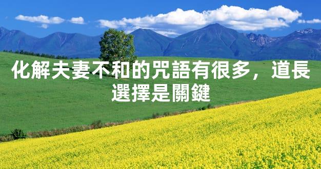 化解夫妻不和的咒語有很多，道長選擇是關鍵