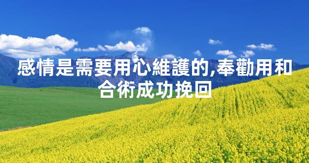 感情是需要用心維護的,奉勸用和合術成功挽回