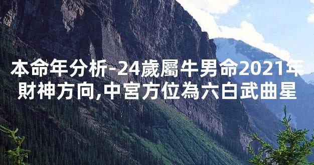 本命年分析-24歲屬牛男命2021年財神方向,中宮方位為六白武曲星