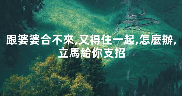 跟婆婆合不來,又得住一起,怎麼辦,立馬給你支招