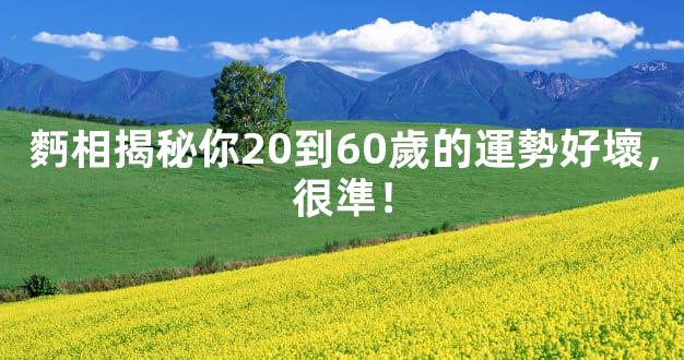 麪相揭秘你20到60歲的運勢好壞，很準！